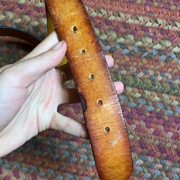 VINTAGE TOOLED LEATHER PAINTED EAGLE BELT - Picture 4 of 5